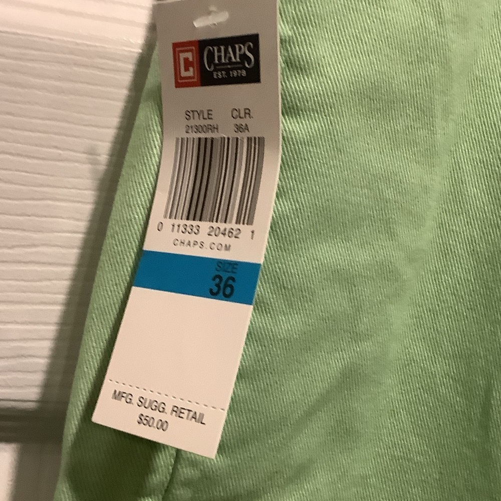 Chaps Light Green Flat Front‎ Men's Shorts - Picture 2 of 8